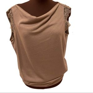 Ann Taylor cowl neck with lace trimmed